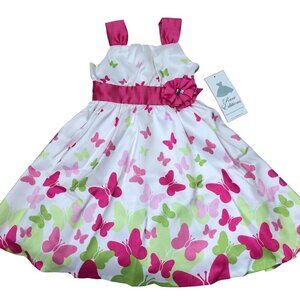 RARE EDITIONS GIRLS FLORAL‎ PRINTED SATIN DRESS SIZE 6 X NEW WITH TAG